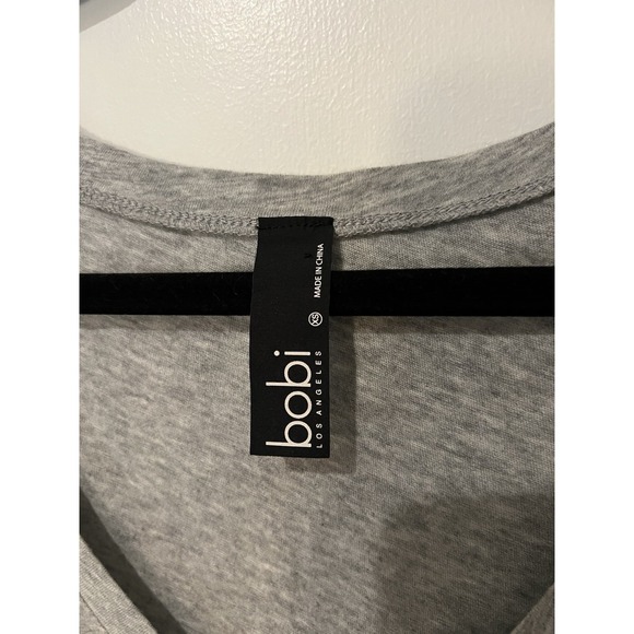 Bobi Los Angeles V-Neck Pullover Long Sleeve Heather Gray Top Size XS Pocket - Picture 2 of 5